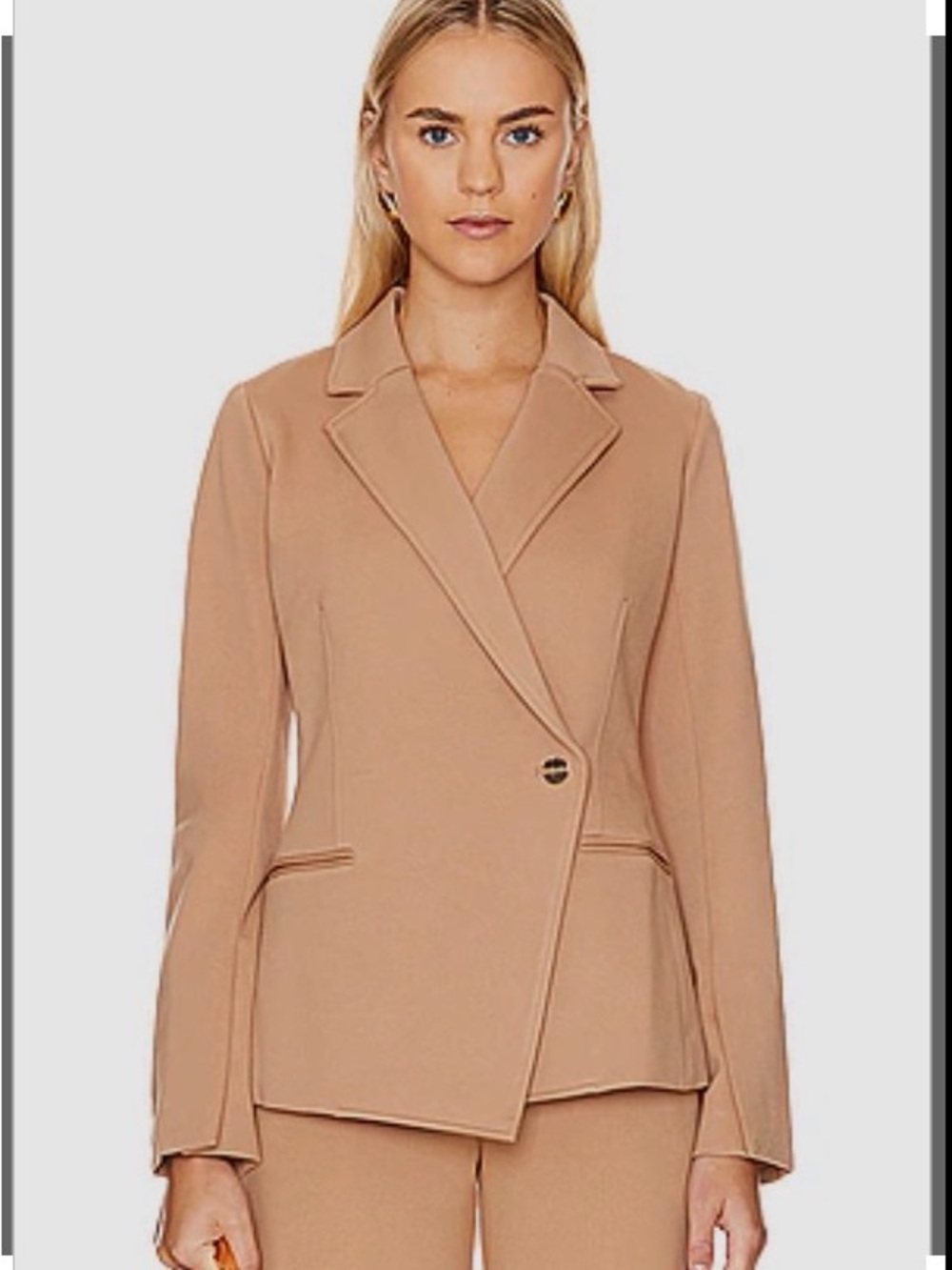 SPANX Perfect Ponte Asymmetrical Tailored Single-Button Blazer in Toffee NWT
